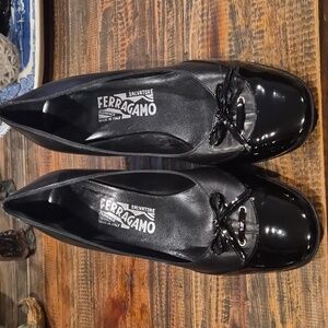 Salvatore Ferragamo Black Patent Leather Loafers